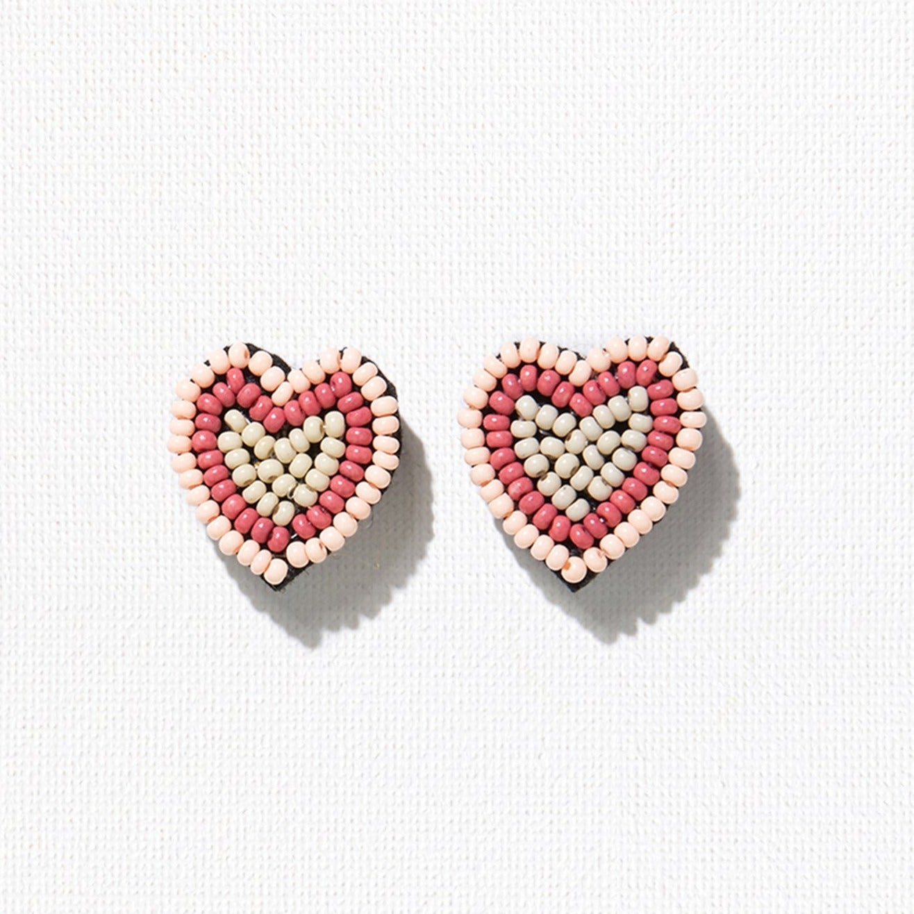 Heart Seed Bead Earrings .75"