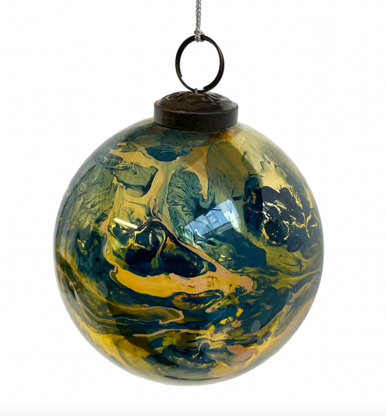 Marbled Glass Ball Ornament