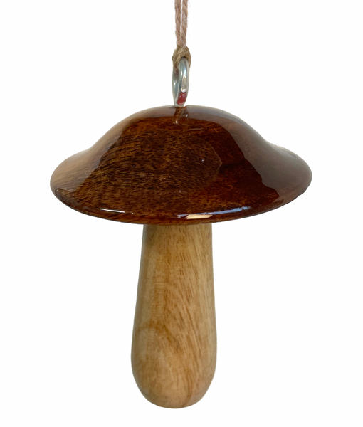 Lacquered Wooden Mushroom Ornament