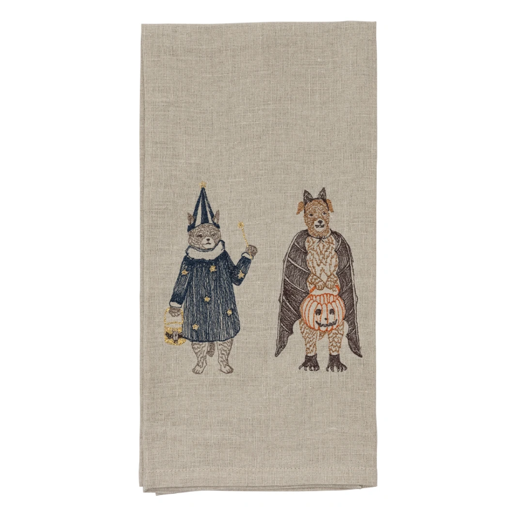 Halloween Cat and Dog Tea Towel